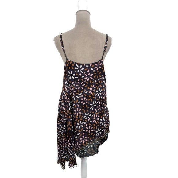 Free People Boho Asymmetrical Slip Dress Floral Print Tassel Festival Medium - Picture 5 of 7